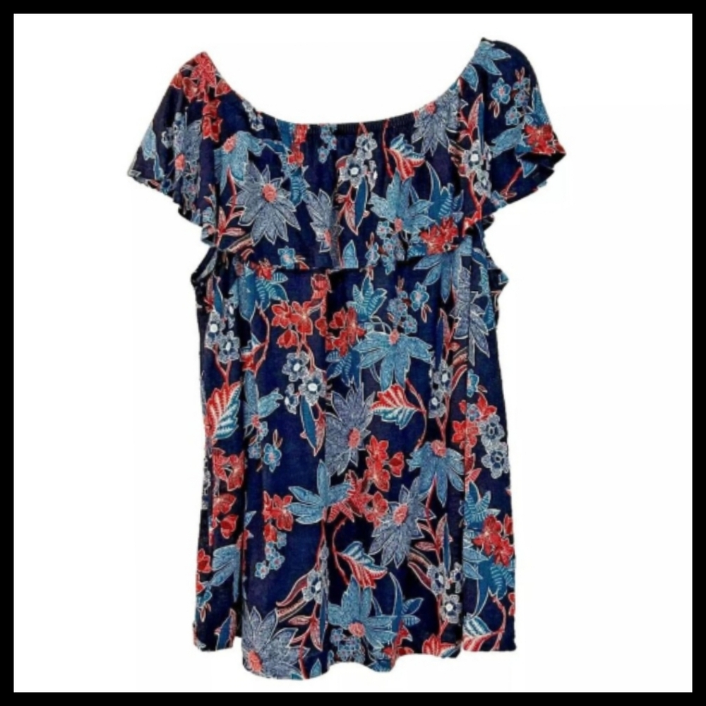 J Jill Love Linen Tropical Sarasa Top Size Medium